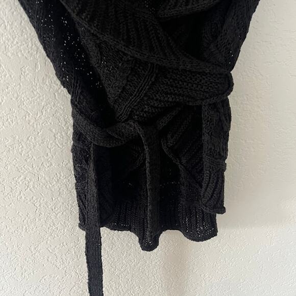 NEW! BCBG MaxAzria Women's Belted Cardigan Sweater S Black Knit Whimsygoth - Picture 4 of 6